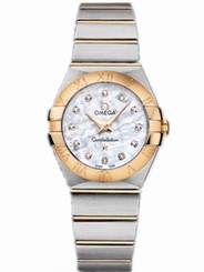 Omega Watches : 123.20.31.20.55.001 31mm Automatic Brushed Chronometer White Mother Of Pearl Dial Rose Gold Case, Diamonds With Rose Gold And Stainless Steel Bracelet Women Watch