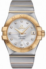 Omega Watches : 123.20.35.20.52.002 35mm Automatic Chronometer Silver Dial Yellow Gold Case, Diamonds With Yellow Gold And Stainless Steel Bracelet Men Watch