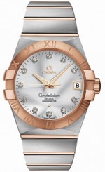 Omega Watches : 123.20.38.21.52.001 38mm Automatic Chronometer Silver Dial Rose Gold Case, Diamonds With Rose Gold And Stainless Steel Bracelet Men Watch