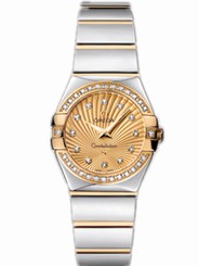 Omega Watches : 123.25.24.60.58.002 24mm Constellation Polished Quartz Champagne Gold Dial Case, Diamonds With Yellow Gold And Stainless Steel Bracelet Women Watch