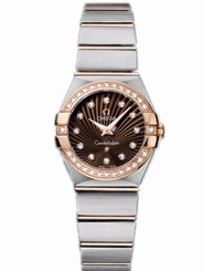 Omega Watches : 123.25.24.60.63.001 24mm Constellation Brushed Quartz Brown Dial Rose Gold Case, Diamonds With Rose Gold And Stainless Steel Bracelet Women Watch