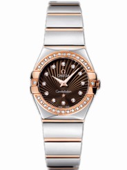 Omega Watches : 123.25.24.60.63.002 24mm Constellation Polished Quartz Brown Dial Rose Gold Case, Diamonds With Rose Gold And Stainless Steel Bracelet Women Watch