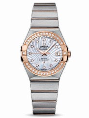 Omega Watches : 123.25.27.20.55.001 27mm Constellation Brushed Chronometer White Mother Of Pearl Dial Rose Gold Case, Diamonds With Rose Gold And Stainless Steel Bracelet Women Watch