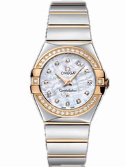 Omega Watches : 123.25.27.60.55.007 27mm Constellation Polished Quartz White Mother Of Pearl Dial Yellow Gold Case, Diamonds With Yellow Gold And Stainless Steel Bracelet Women Watch