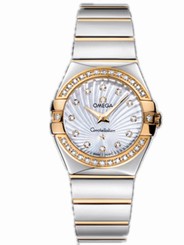 Omega Watches : 123.25.27.60.55.008 27mm Constellation Polished Quartz White Mother Of Pearl Dial Yellow Gold Case, Diamonds With Yellow Gold And Stainless Steel Bracelet Women Watch