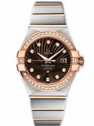 Omega Watches : 123.25.31.20.63.001 31mm Automatic Brushed Chronometer Brown Dial Rose Gold Case, Diamonds With Rose Gold And Stainless Steel Bracelet Women Watch
