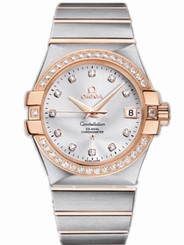 Omega Watches : 123.25.35.20.52.001 35mm Automatic Chronometer Silver Dial Rose Gold Case, Diamonds With Rose Gold And Stainless Steel Bracelet Men Watch