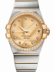 Omega Watches : 123.25.38.21.58.001 38mm Automatic Chronometer Champagne Gold Dial Yellow Gold Case, Diamonds With Yellow Gold And Stainless Steel Bracelet Men Watch