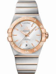 Omega Watches : 123.25.38.22.02.001 38mm Automatic Chronometer Silver Dial Rose Gold Case, Diamonds With Rose Gold And Stainless Steel Bracelet Men Watch