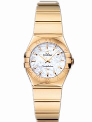 Omega Watches : 123.50.24.60.05.004 24mm Constellation Polished Quartz White Mother Of Pear Dial Yellow Gold Case And Bracelet Women Watch