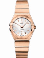 Omega Watches : 123.50.27.60.02.001 27mm Constellation Brushed Quartz Silver Dial Rose Gold Case And Bracelet Women Watch