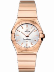 Omega Watches : 123.50.27.60.02.003 24mm Constellation Polished Quartz Silver Dial Rose Gold Case And Bracelet Women Watch