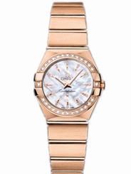 Omega Watches : 123.55.24.60.55.002 24mm Constellation Brushed Quartz White Mother Of Pearl Dial Rose Gold Case, Diamonds With Rose Gold Bracelet Women Watch