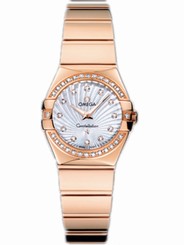 Omega Watches : 123.55.24.60.55.005 24mm Constellation Polished Quartz White Mother Of Pearl Dial Rose Gold Case, Diamonds With Rose Gold Bracelet Women Watch