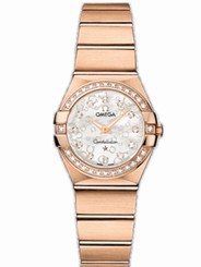 Omega Watches : 123.55.24.60.55.015 24mm Constellation Brushed Quartz White Mother Of Pearl Dial Rose Gold Case, Diamonds With Rose Gold Bracelet Women Watch