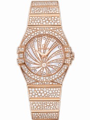 Omega Watches : 123.55.27.60.55.009 27mm Quartz Constellation Luxury Edition White Mother Of Pearl Dial Rose Gold Case, Diamonds With Rose Gold Bracelet Women Watch