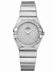 Omega Watches : 123.55.27.60.99.001 27mm Constellation Brushed Quartz White Gold Dial And Case, Diamonds With White Gold Bracelet Women Watch