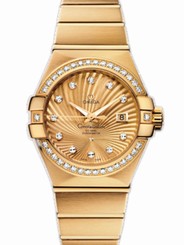 Omega Watches : 123.55.31.20.58.001 31mm Automatic Brushed Chronometer Champagne Gold Dial Yellow Gold Case, Diamonds With Yellow Gold Bracelet Women Watch