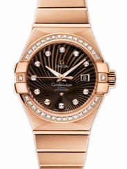 Omega Watches : 123.55.31.20.63.001 31mm Automatic Brushed Chronometer Brown Dial Rose Gold Case, Diamonds With Rose Gold Bracelet Women Watch