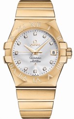 Omega Watches : 123.55.35.20.52.004 35mm Automatic Chronometer Silver Dial Rose Gold Case, Diamonds With Rose Gold Bracelet Men Watch