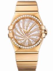 Omega Watches : 123.55.35.20.55.001 35mm Automatic Constellation Luxury Edition White Mother Of Pearl Dial Yellow Gold Case, Diamonds With Yellow Gold Bracelet Women Watch