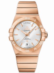 Omega Watches : 123.55.38.22.02.001 38mm Automatic Chronometer Constellation Day Date Silver Dial Rose Gold Case, Diamonds With Rose Gold Bracelet Men Watch