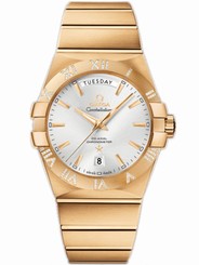 Omega Watches : 123.55.38.22.02.002 38mm Automatic Chronometer Day Date Silver Dial Yellow Gold Case, Diamonds With Yellow Gold Bracelet Men Watch