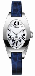 Chopard Watches : 127228-1001 Quartz 18kt White Gold White Dial Crocodile Blue Leather Band Women Watch
