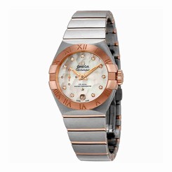 Omega Watches : 127.20.27.20.55.001 White Mother Of Pearl Dial Fixed 18kt Rose Gold Band Men Watch