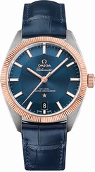 Omega Watches : 130.23.39.21.03.001 Blue Dial Crocodile Leather Band Men Watch