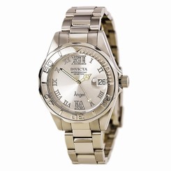 Invicta Watches : 14396 Silver Dial Uni-directional Rotating Stainless Steel Band Women Watch