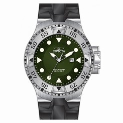 Invicta Watches : 14436 Green Dial Date Black Silicone Men Watch