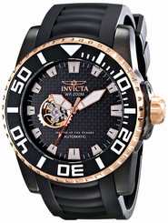 Invicta Watches : 14686 Black Carbon Fiber With Skeletal Window Automatic Men Watch