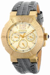 Invicta Watches : 14741 Quartz Analog Day Date Grey Leather Women Watch