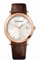 Audemars Piguet Watches : 15170OR.OO.A088CR.01 Automatic Silver Dial Date 18ct Rose Gold Case Brown Leather Men Watch