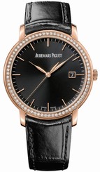 Audemars Piguet Watches : 15171OR.ZZ.A002CR.01 Automatic 18kt Rose Gold Black Dial Black Crocodile Leather Band Men Watch
