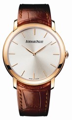 Audemars Piguet Watches : 15180OR.OO.A088CR.01 Automatic 18kt Rose Gold Silver Dial Brown Crocodile Leather Band Men Watch