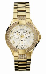 Guess Watches : 16540L1 Quartz Analog Day Date Crystal Bezel Gold Tone Stainless Steel Women Watch