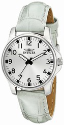 Invicta Watches : 17095-1 Silver-tone Dial Genuine Leather Women Watch