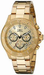 Invicta Watches : 17366 Gold Dial Stainless Steel Band Men Watch