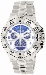 Invicta Watches : 17469 Silver And Blue Dial Uni-directional Rotating Stainless Steel Band Men Watch