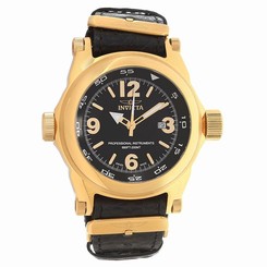Invicta Watches : 17668 Black Dial Fixed Gold-plated Band Men Watch