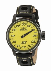 Invicta Watches : 17700 Quartz Yellow Dial Black Leather Men Watch