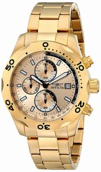 Invicta Watches : 17750 Gold Dial Stainless Steel Band Men Watch