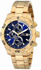 Invicta Watches : 17751 Blue Dial 18kt. Gold Plated Stainless Steel Men Watch
