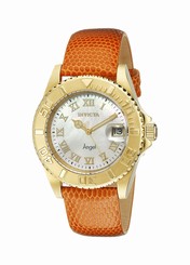 Invicta Watches : 18413 Quartz Mother of Pearl Dial Orange Leather Women Watch
