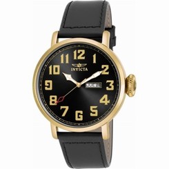 Invicta Watches : 18432 Quartz Analog Day Date Black Leather Men Watch
