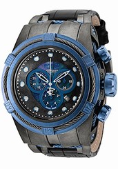 Invicta Watches : 18460 Quartz Mother of Pearl Chronograph Date Black Leather Men Watch
