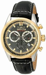 Invicta Watches : 18568 Quartz Chronograph Date Black Leather Men Watch