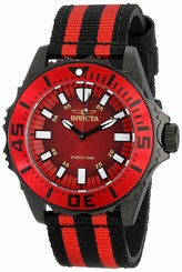 Invicta Watches : 18616 Quartz Analog Black and Red Nylon Men Watch